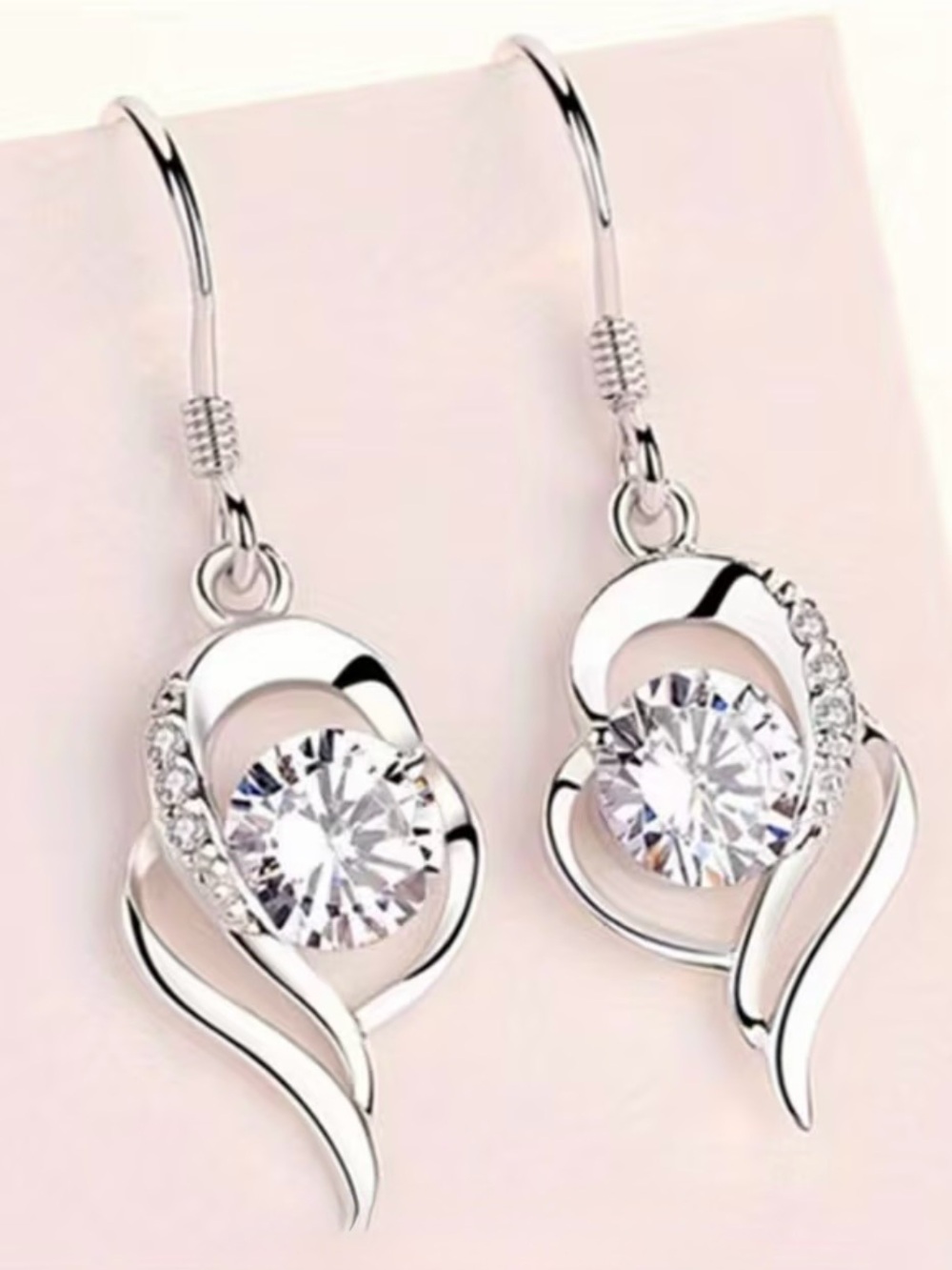 925 Sterling Silver Drop Earrings .5 carat Moissanite Crystal 1.25”